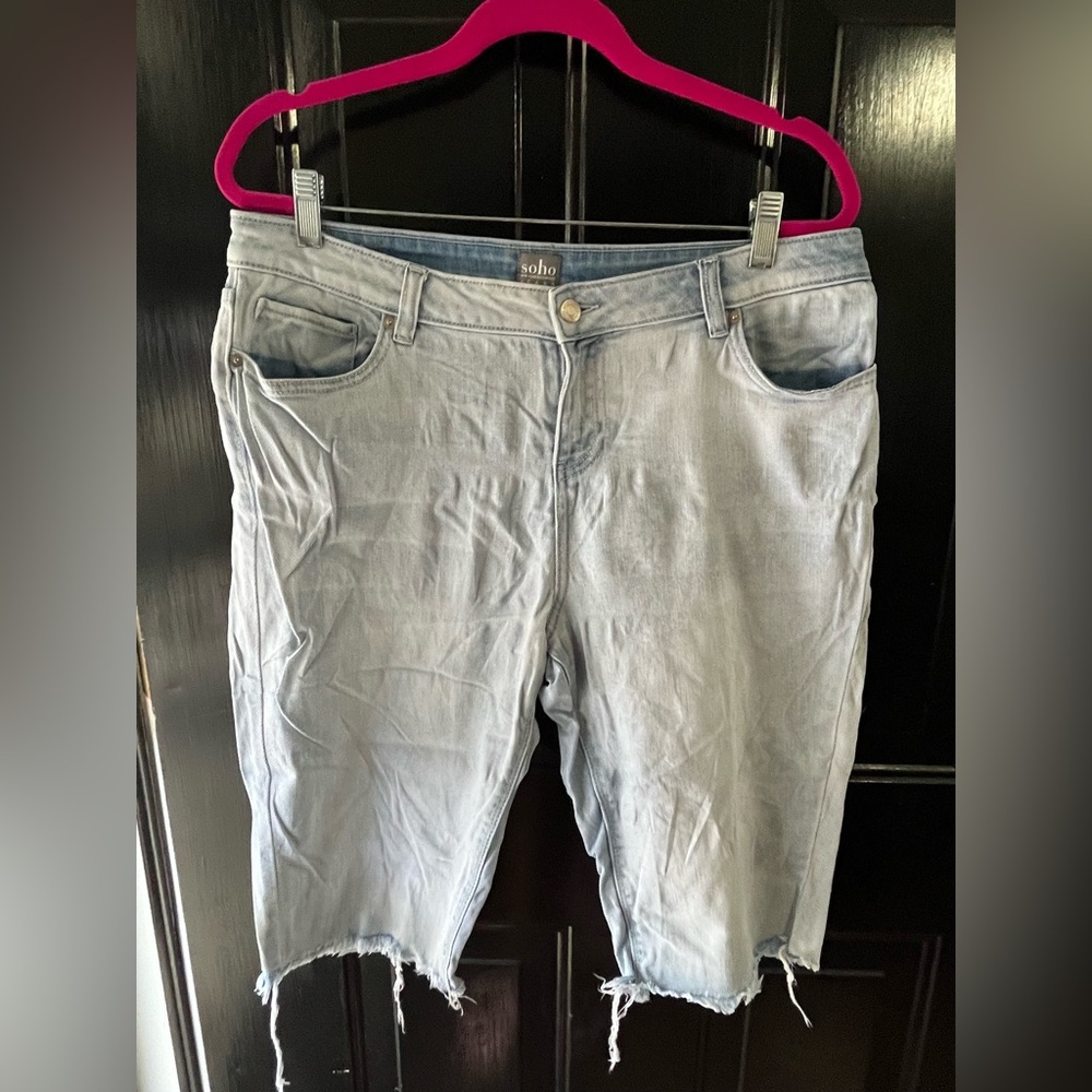 VGUC New York & Company SoHo Distressed Jean Shorts - Size: 12 - Color: Blue